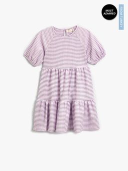 Koton - Girls Lilac Plaid Dress