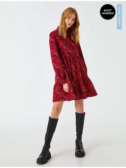 Koton - Womens Burgundy Normal Midi Dress