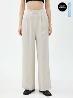 Koton - Women Beige Solid Plain Comfortable Palazzo