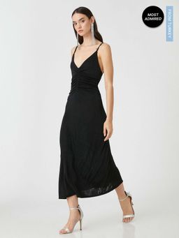 Koton - Women Black Solid Plain Semi-fit Dress