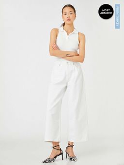 Koton - Women Off White Solid Plain Comfortable Jeans