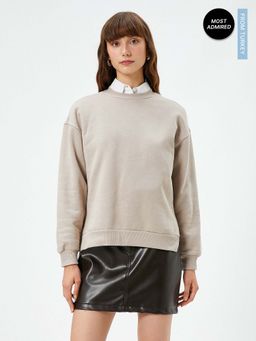 Koton - Beige Casual Everyday Sweatshirt For Women