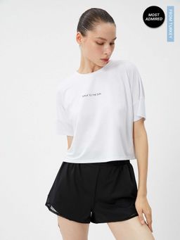 Koton - Oversize Short Sleeve Crew Neck Slogan Printed T-Shirt