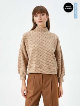 Koton - High Collar Sweatshirt Full Sleeves Low Shoulders