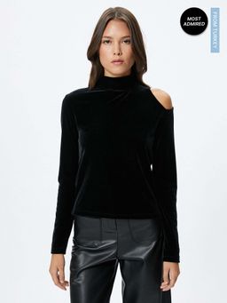 Koton - Black Top High Neck Window Detailed Long Sleeve