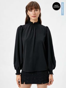 Koton - Balloon Sleeve Ruffled Collar Top