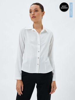 Koton - Long Sleeve Shirt Ribbed Buttons Classic Collar