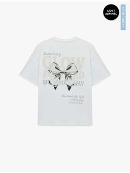 Koton - Womens White Cotton Collar T-Shirt