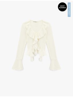 Koton - Womens White V Neck Top