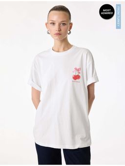 Koton - Womens White Cherry Printed T Shirt