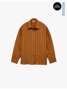 Koton - Womens Brown Stripes Shirt