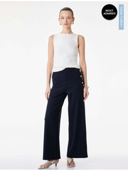 Koton - Womens Navy Blue Wide Leg Pant