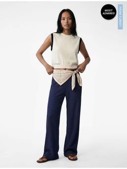 Koton - Womens Navy Blue Wide Leg Pant
