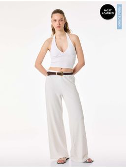 Koton - Womens White Wide Leg Trouser