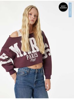Koton - Womens Burgundy Oversize Sweatshirt