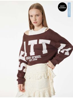Koton - Womens Brown Crop Sweatshirt