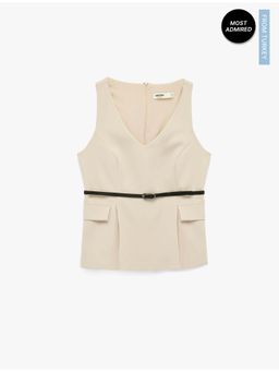 Koton - Womens Beige Sleeveless Top