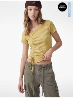 Koton - Womens Khaki Asymmetric Top