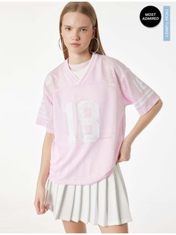 Koton - Womens Pink Mesh T-Shirt