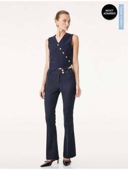 Koton - Womens Stripes Navy Blue Flared Pant
