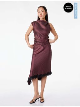 Koton - Womens Burgundy Midi Satin Skirt