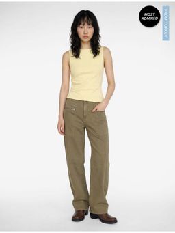Koton - Womens Yellow Boat Neck Top