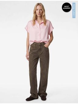 Koton - Womens Pink Oversize Satin Shirt