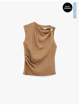 Koton - Womens Brown Accessory Detail Top
