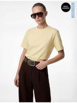 Koton - Womens Yellow Oversized Basic T-Shirt