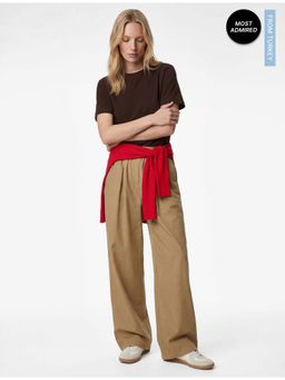 Koton - Womens Brown Oversized Basic T-Shirt