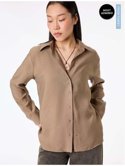 Koton - Womens Brown Oversized Shirt