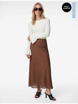 Koton - Womens Brown Satin Maxi Skirt
