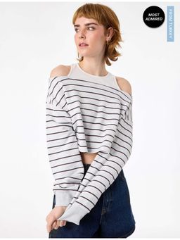 Koton - Womens Grey Crop Sweatshirt