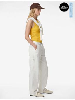 Koton - Womens Yellow Cotton Ribbed Tank Top