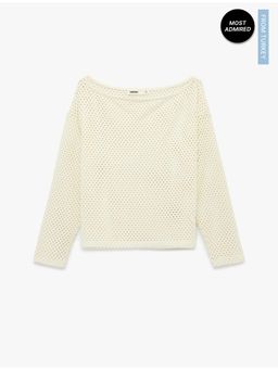 Koton - Womens Beige Mesh Top