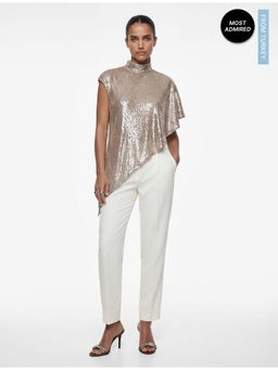 Koton - Womens Brown Sequined Cape Top