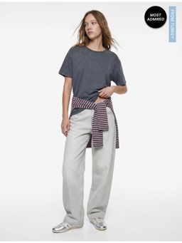Koton - Womens Grey Oversize T-Shirt