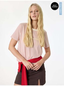 Koton - Womens Pink Stripes T-Shirt