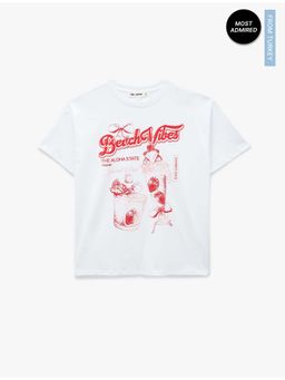 Koton - Womens White Oversized T-Shirt