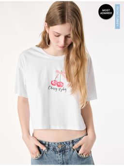 Koton - Womens White Crop T-Shirt