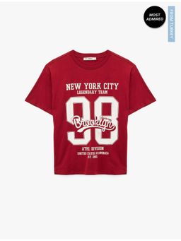 Koton - Womens Burgundy Printed T-Shirt