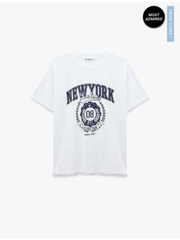 Koton - Womens White Printed T-Shirt