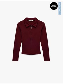Koton - Womens Burgundy Long Sleeve Shrugs