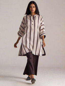 Ganga Fashions - Cream Cotton Stripes Co-Ord Set