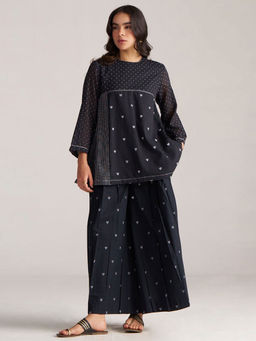 Ganga Fashions - Black Cotton Self Design Co-Ord Set