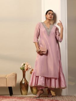 Garden VARELI - Women Pink Flared Kurta with Inner and Pant