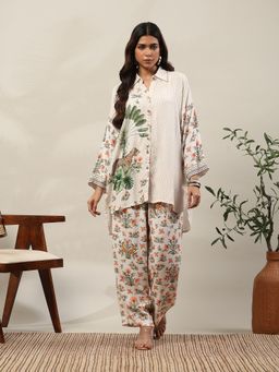 Garden VARELI - Women White Viscose Printed Co-Ord Set