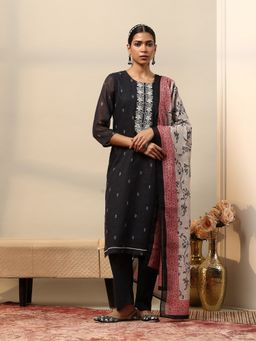 Garden VARELI - Women Black Embroidered Kurta with Pant and Dupatta