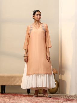 Garden VARELI - Women Rust Viscose Layered Kurta with Inner and Pant