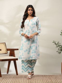 Garden VARELI - Women Blue Printed Pure Cotton Kurta and Palazzo